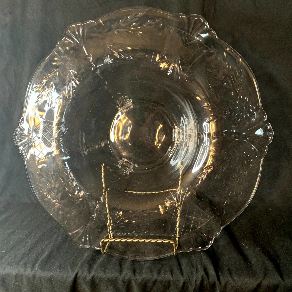 VERY RARE Vintage Pattern Cambridge 3 Footed 12" Bowl Clear Very Elegant
